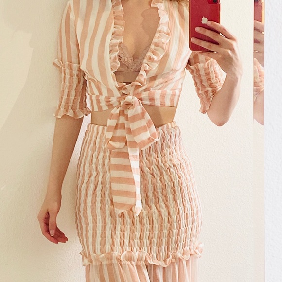 Banjul Light Pink Stripe Two Piece Skirt Set SZ - Picture 3 of 4